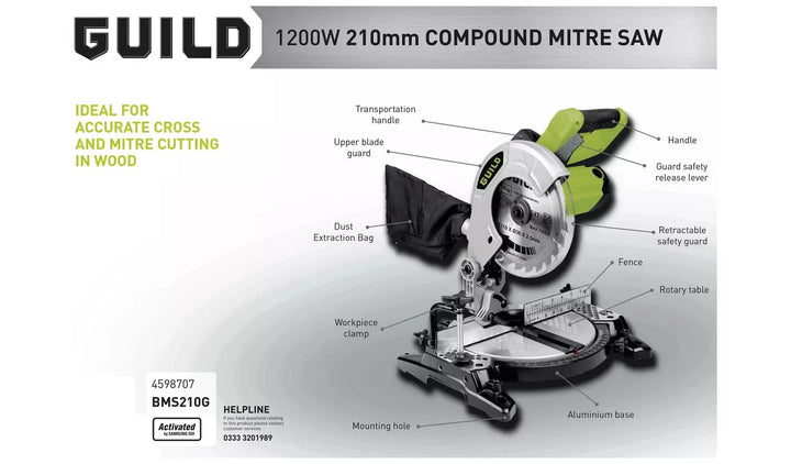 Guild 210mm Compound Mitre Saw - 1200W
