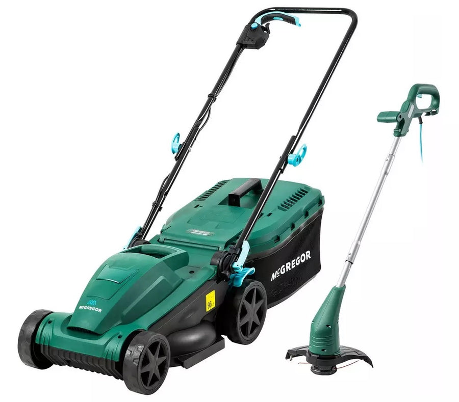 McGregor 1400w Corded 34cm Rotary Lawnmower and 350w 25cm Grass Trimmer