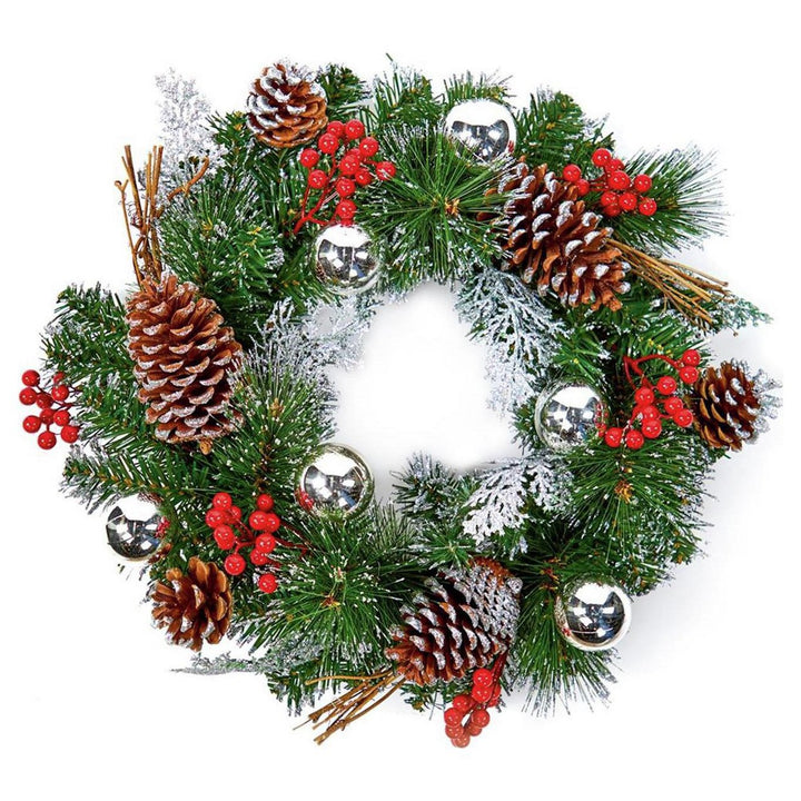 Premier Decorations 40cm Dressed Wreath - Silver