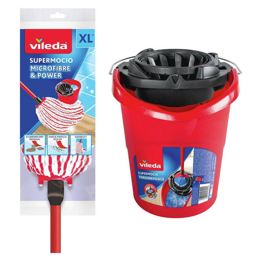 Vileda 10 Litre Microfibre Power Mop and Bucket Set