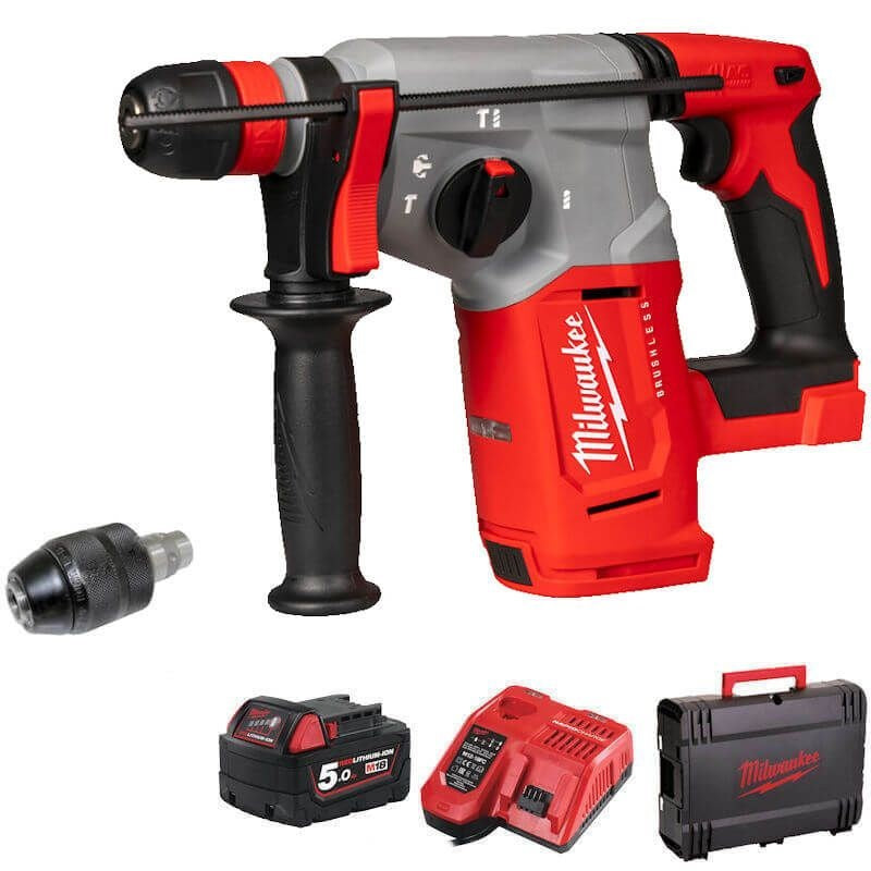 Milwaukee M18BLHX-501X M18 Brushless 4-Mode Hammer Drill SDS+ &FIXTEC Chuck