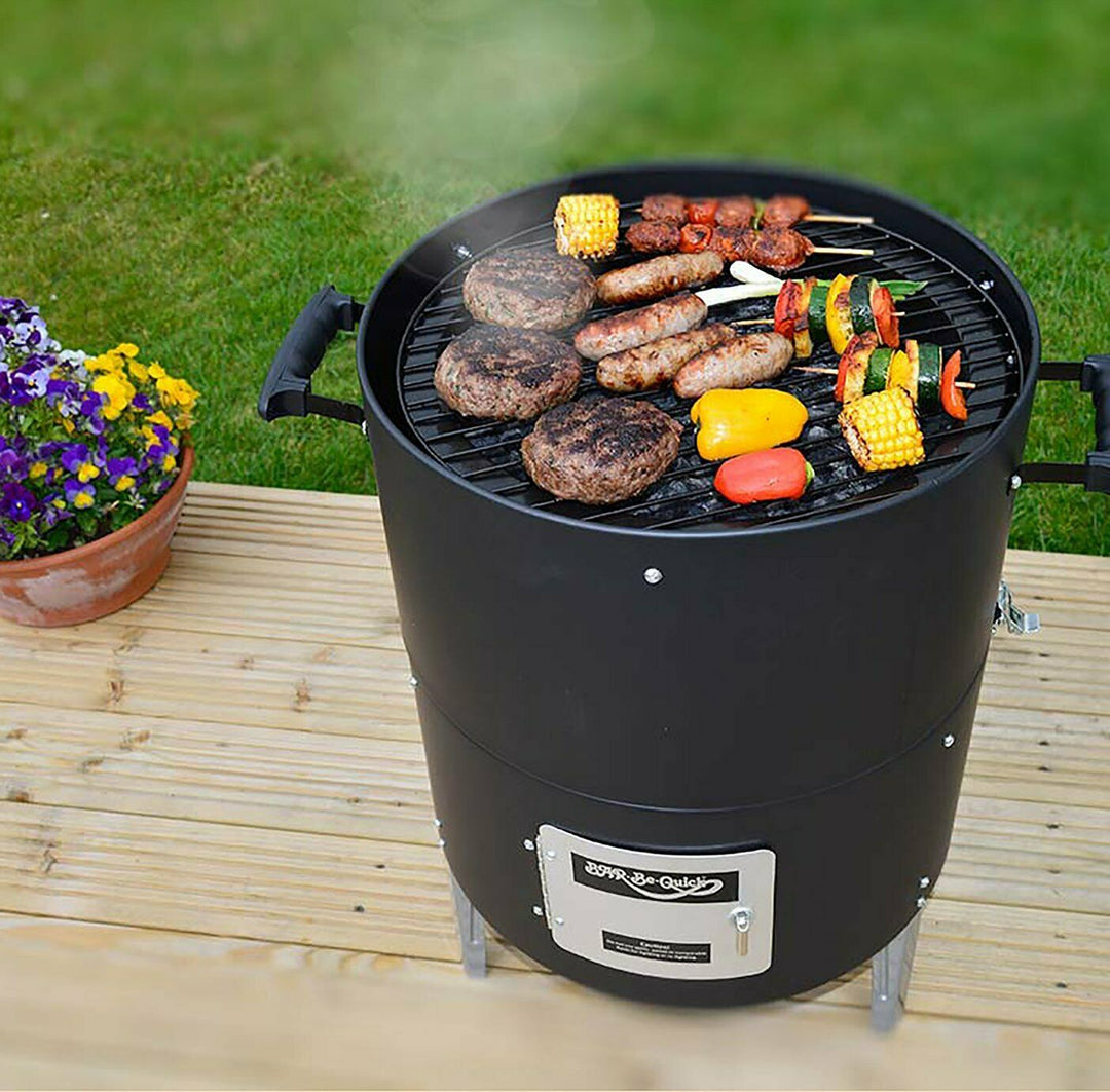 Bar-Be-Quick Charcoal Smoker And Grill BBQ - Black