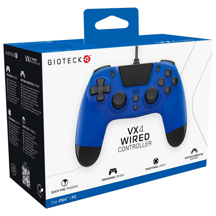 Gioteck VX4 PS4 Wired Controller - Blue