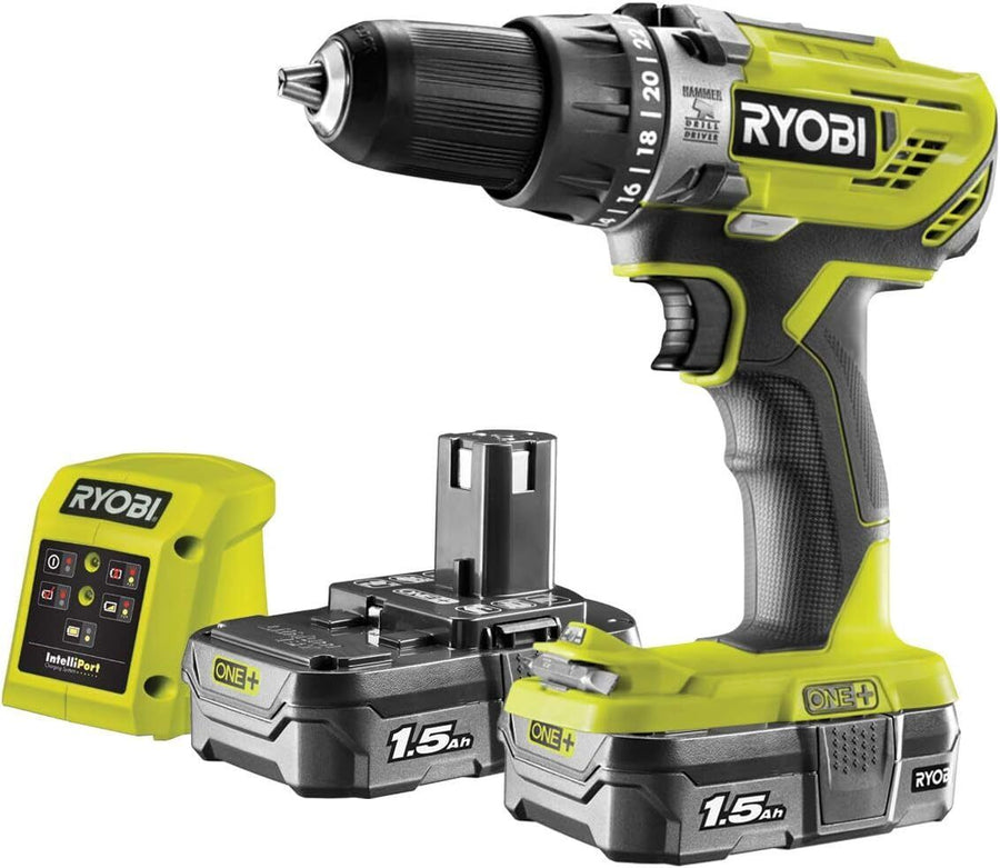 Ryobi R18PD3-215GZ 18 V ONE+ Cordless Combi Drill Starter Kit (2 x 1.5 Ah)