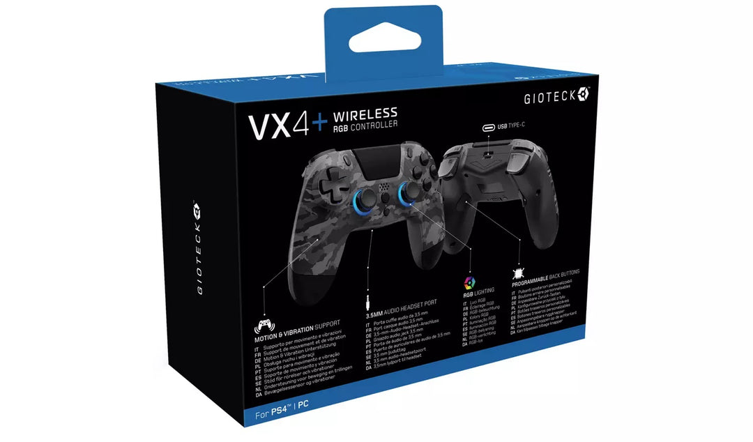 Gioteck VX4+ PS4 Wireless RGB Controller - Dark Camo