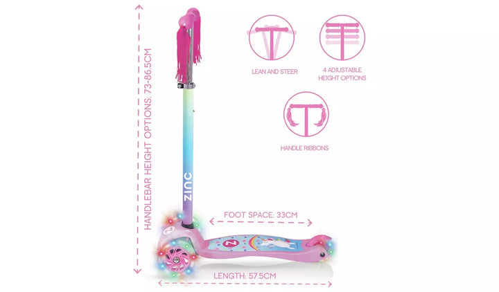 Zinc Light Up Safari Unicorn Scooter