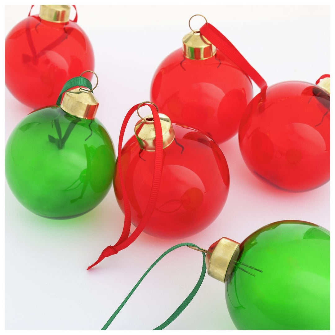 Habitat Pack Of 6 Glass Christmas Baubles - Red And Green