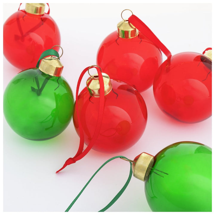 Habitat Pack Of 6 Glass Christmas Baubles - Red And Green