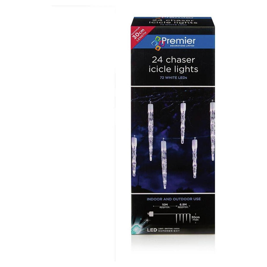 Premier Decorations 24 Chaser Icicle LED Lights - White.