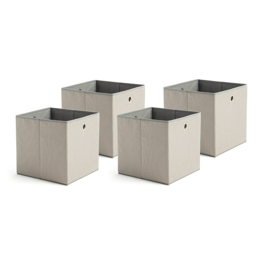 Habitat Set of 4 Woven Linen Squares Boxes - Grey