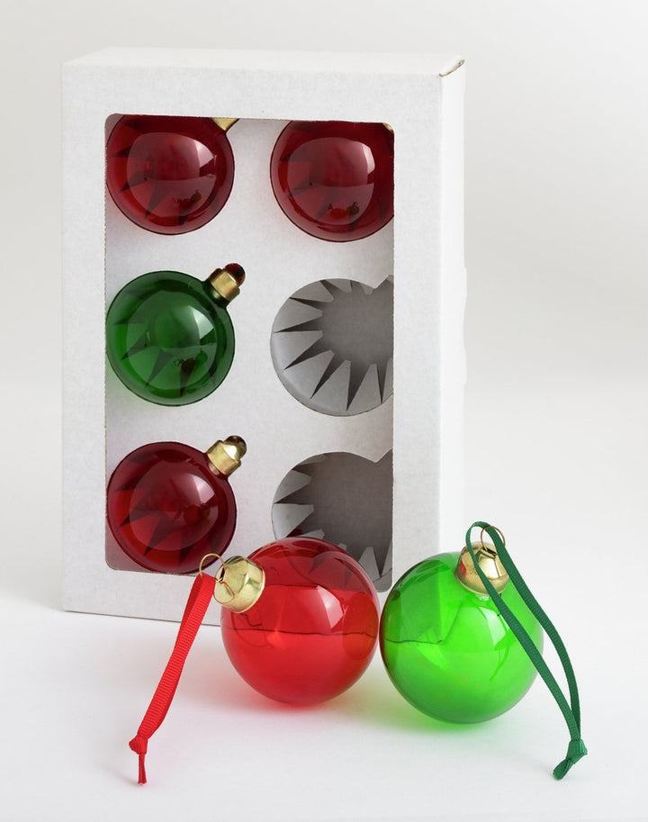 Habitat Pack Of 6 Glass Christmas Baubles - Red And Green