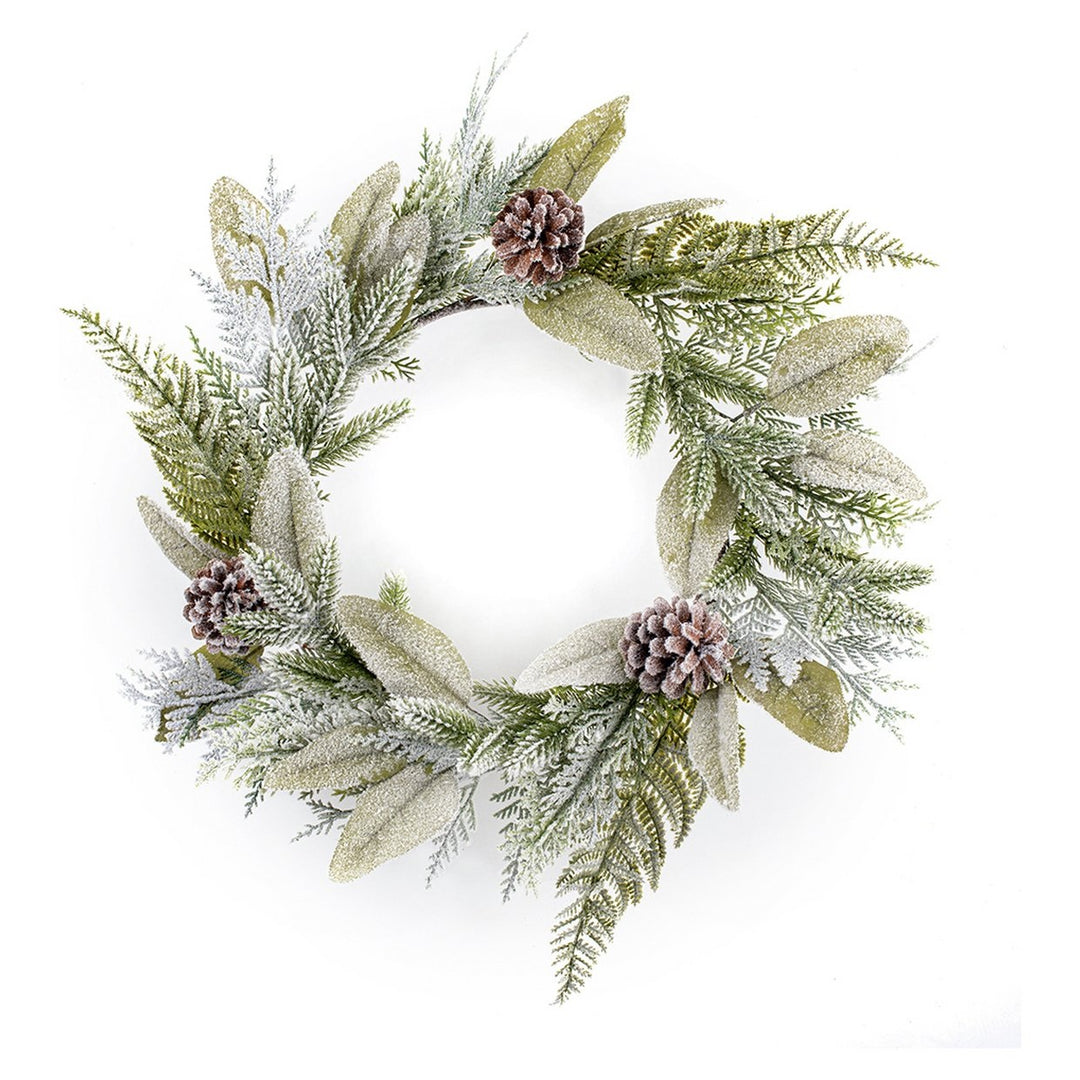 Home 50cm Flocked Eucalyptus Wreath - Green