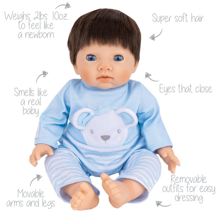 Tiny Treasures Doll in Blue Bear Outfit - 17inch / 44cm