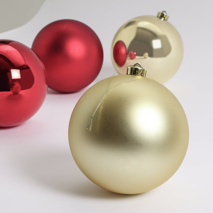 Habitat Pack of 4 Extra Large Christmas Baubles - Red & Gold