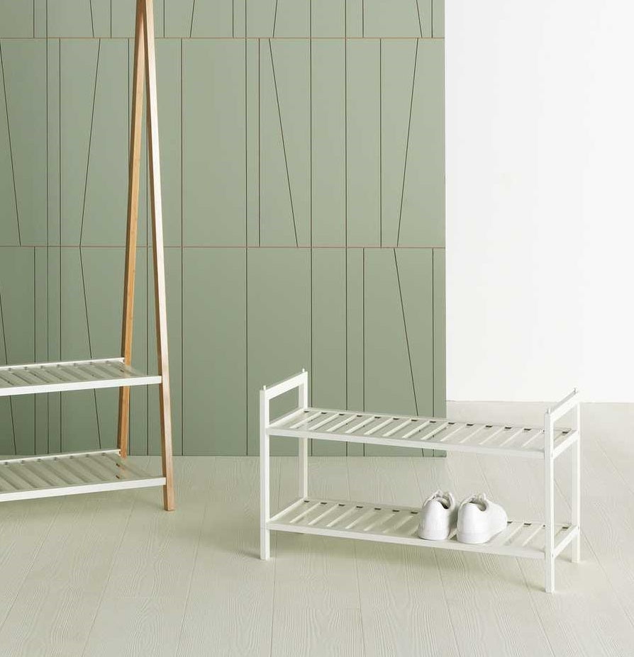 Home Kitt Bamboo 2 Shelf Shoe Rack - White