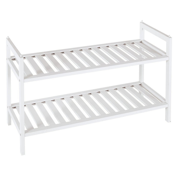 Home Kitt Bamboo 2 Shelf Shoe Rack - White