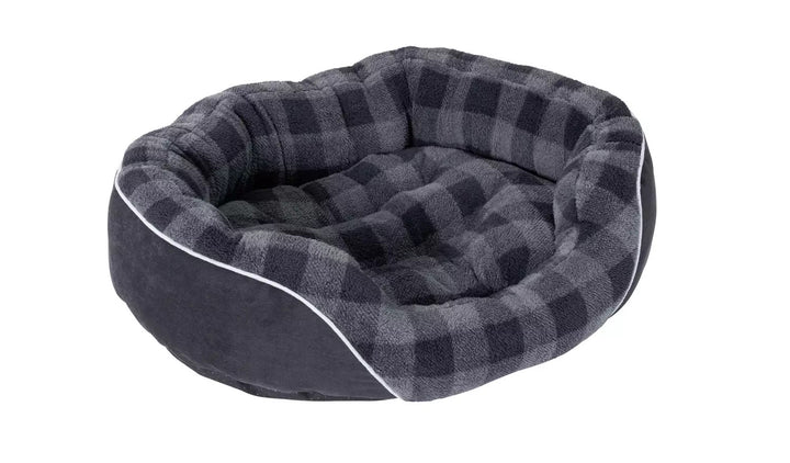 Checked Oval Pet Bed - Large