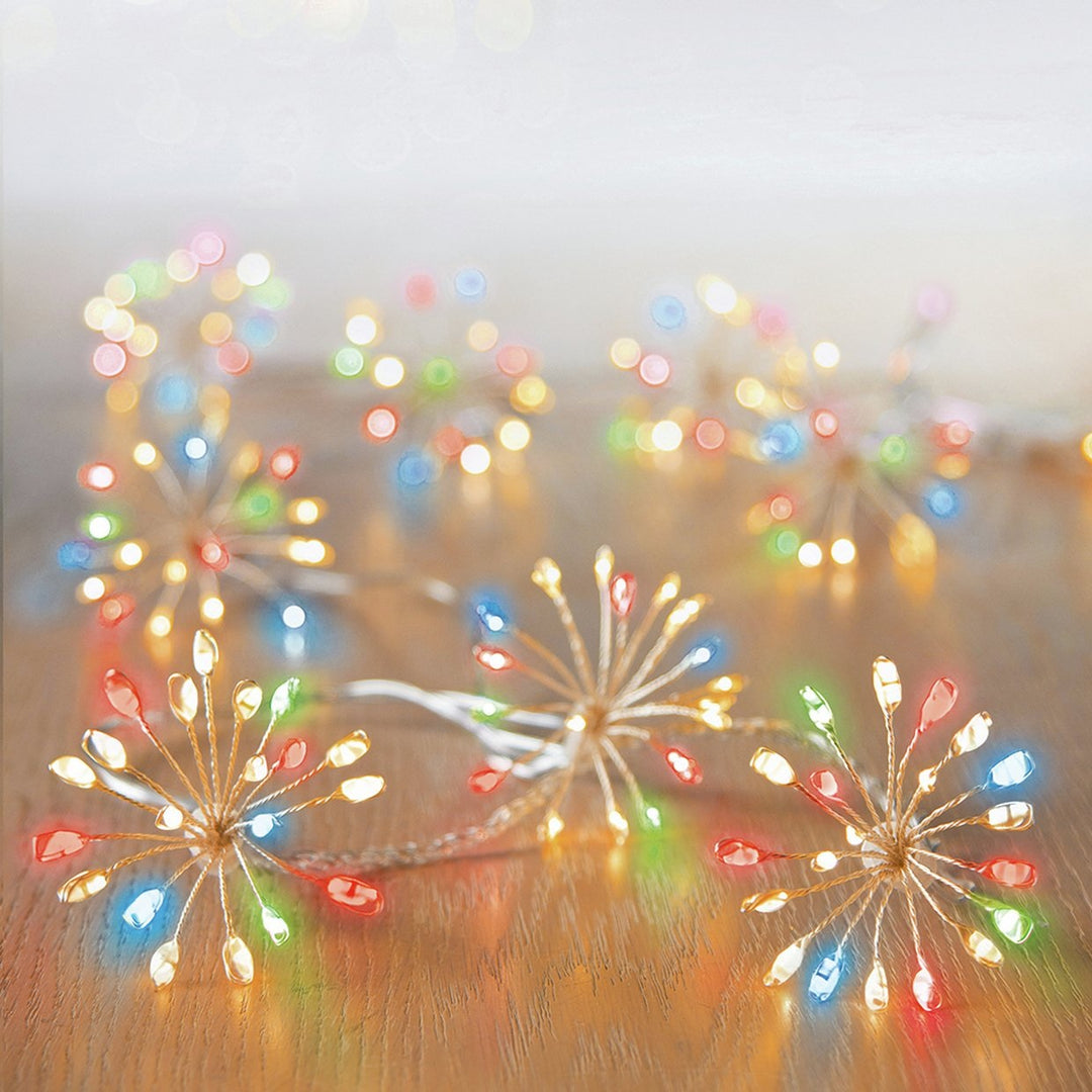 Premier 600 Multi-function Multi-Coloured Christmas Starbursts LED Lights - 5m