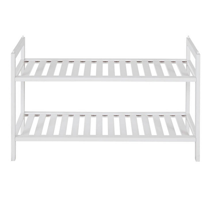 Home Kitt Bamboo 2 Shelf Shoe Rack - White