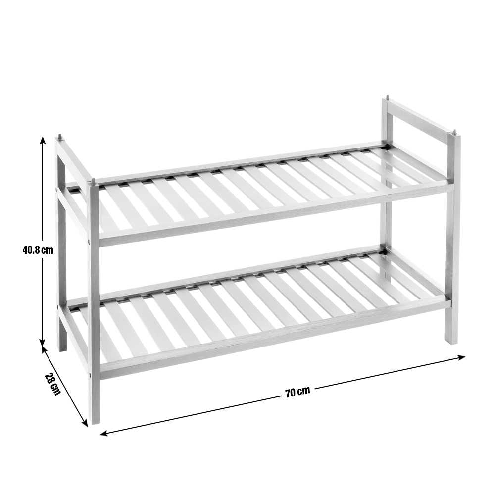 Home Kitt Bamboo 2 Shelf Shoe Rack - White