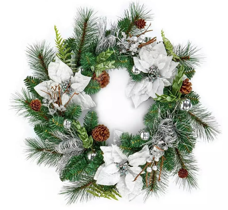 Premier Decorations Poinsettia Christmas Wreath