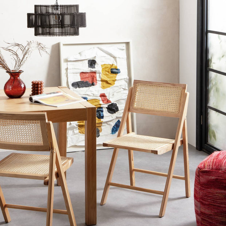 Habitat Peio Rattan Folding Dining Chair - Natural