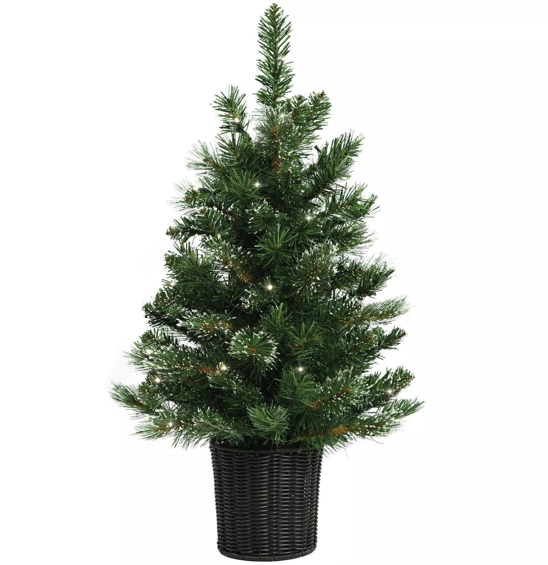 Habitat 2.5ft Pre lit Snowy Christmas Tree With Basket
