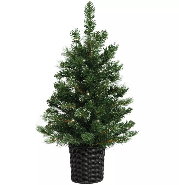 Habitat 2.5ft Pre lit Snowy Christmas Tree With Basket