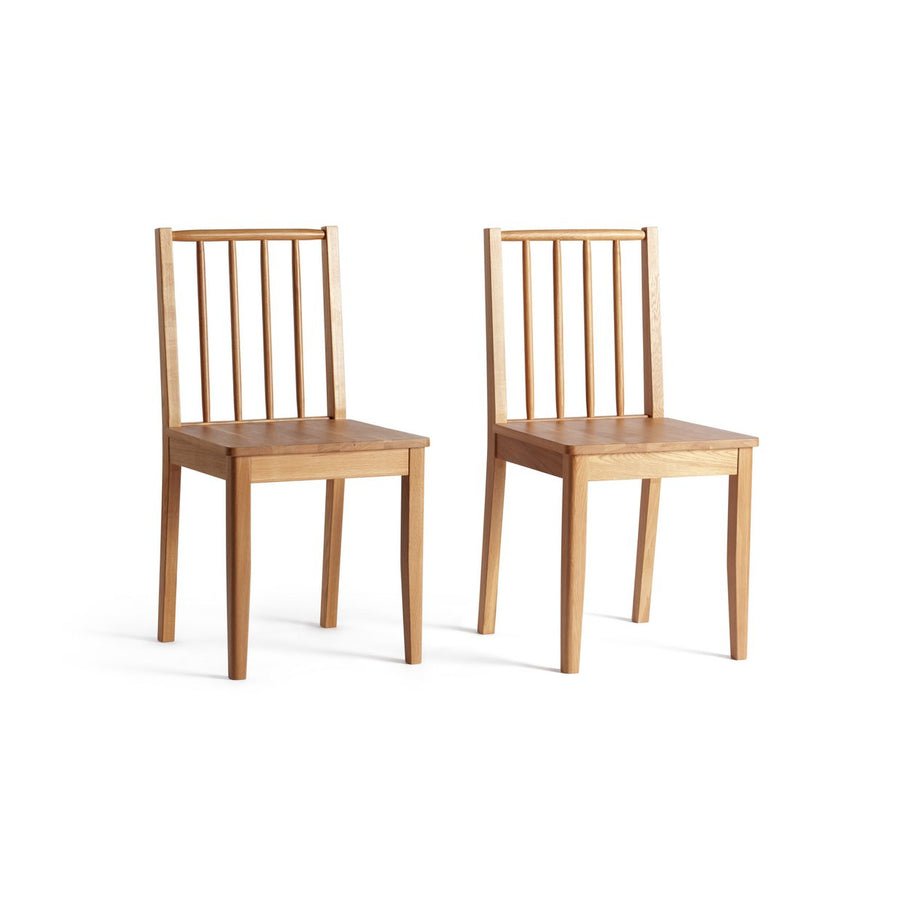 Habitat Nel Pair of Solid Wood Spindle Chair - Natural