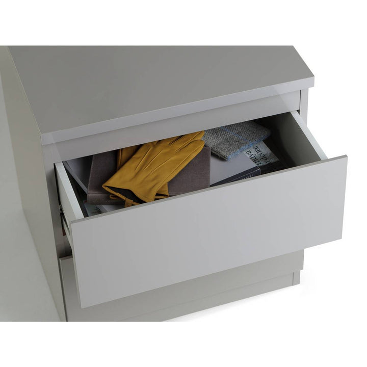 Home Jenson 2 Drawer Bedside Table - Grey Gloss