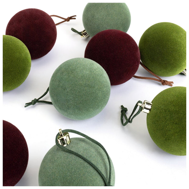 Habitat Pack of 9 Flocked Christmas Tree Baubles Decoration - Jewel Tones
