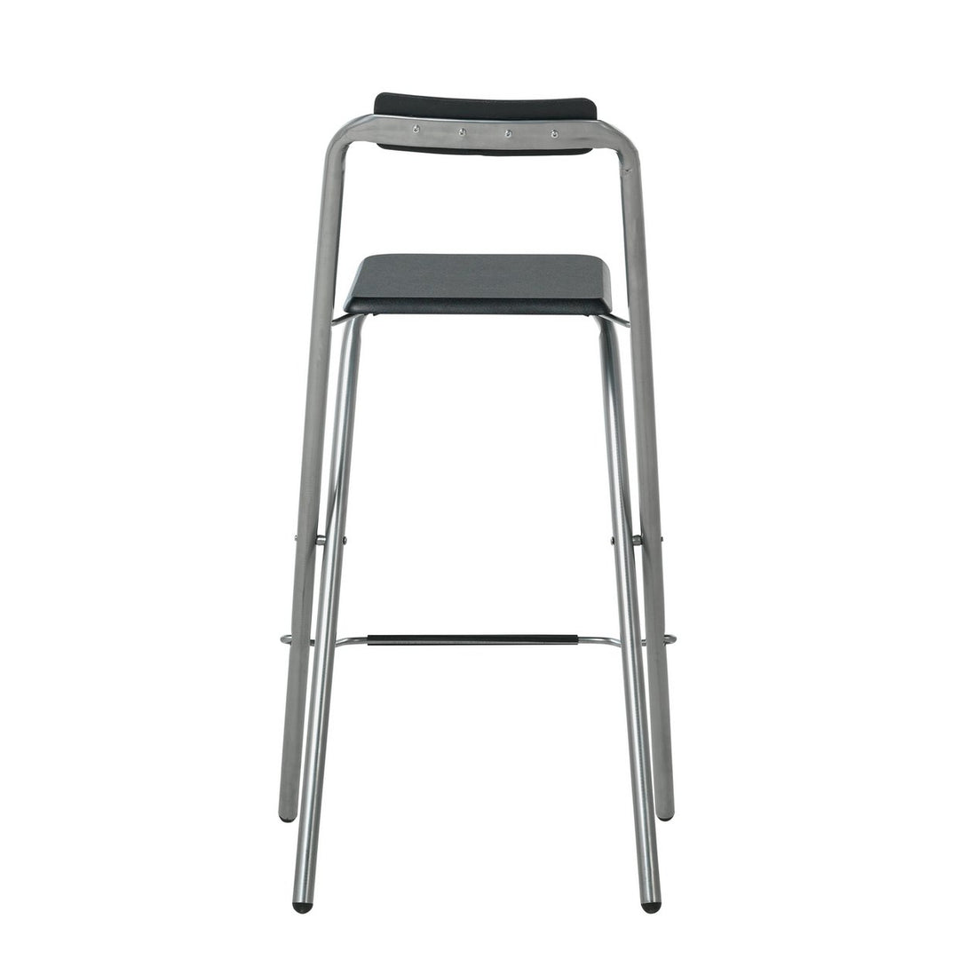 Home Pair of Folding Metal Bar Stools - Black & Silver