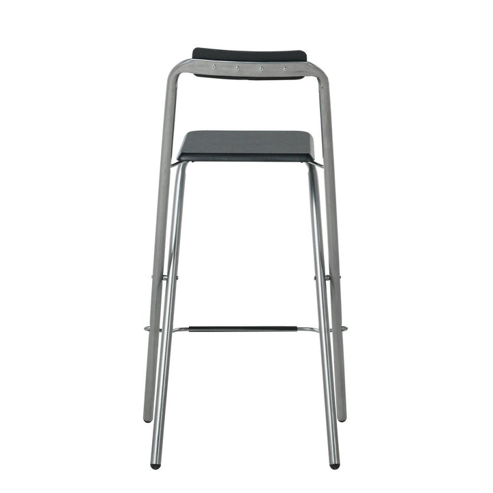 Home Pair of Folding Metal Bar Stools - Black & Silver