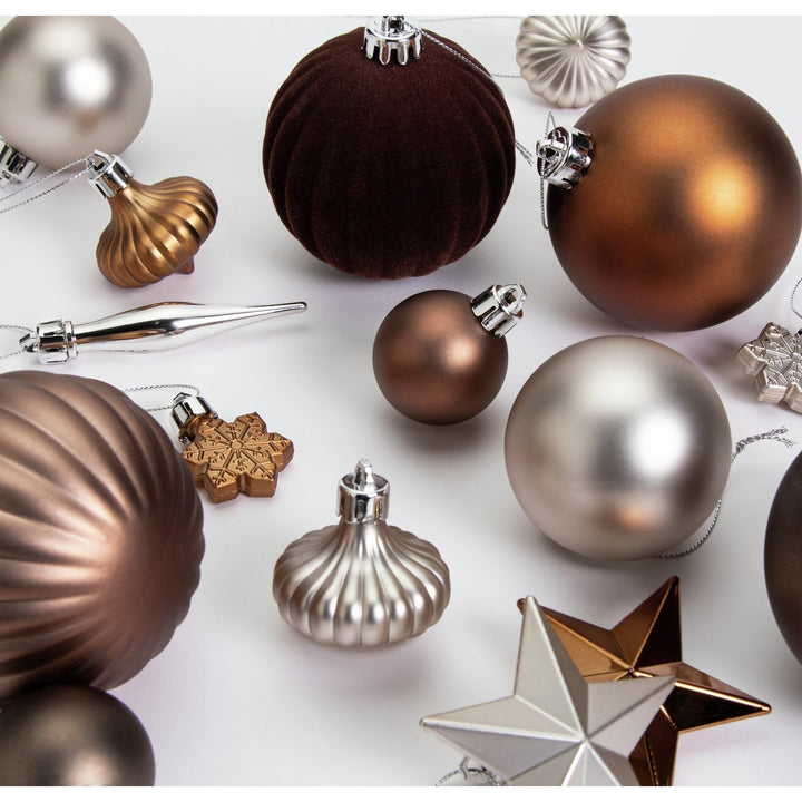 Habitat Pack of 49 Mixed Christmas Baubles - Neutrals