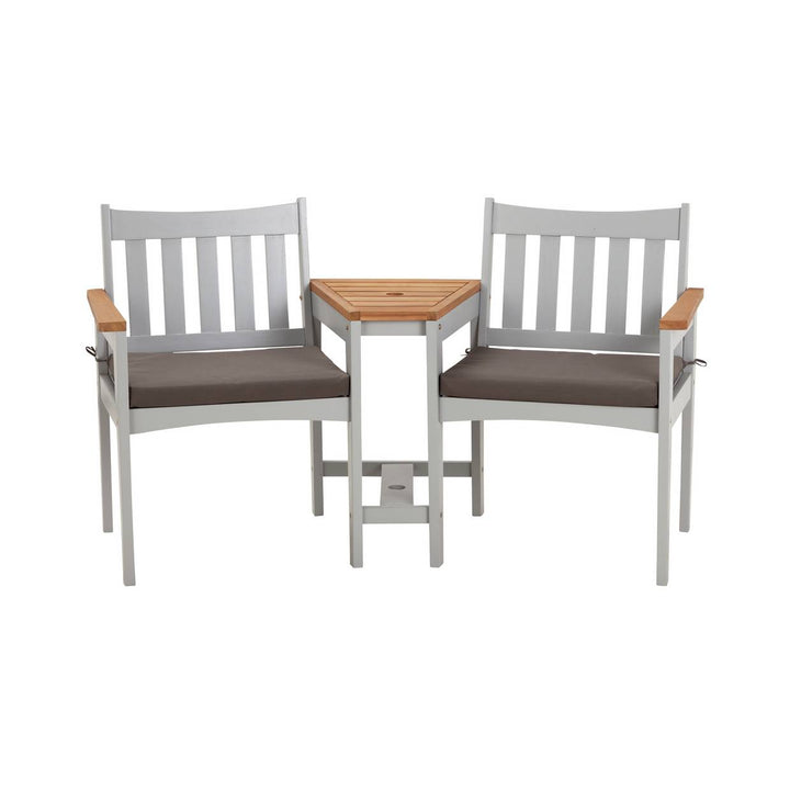 Home Wooden Garden Love Seats - Grey