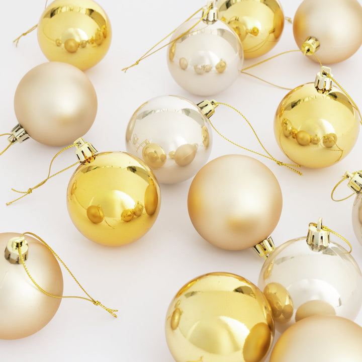 Home Pack of 24 Shatterproof Christmas Baubles - Gold
