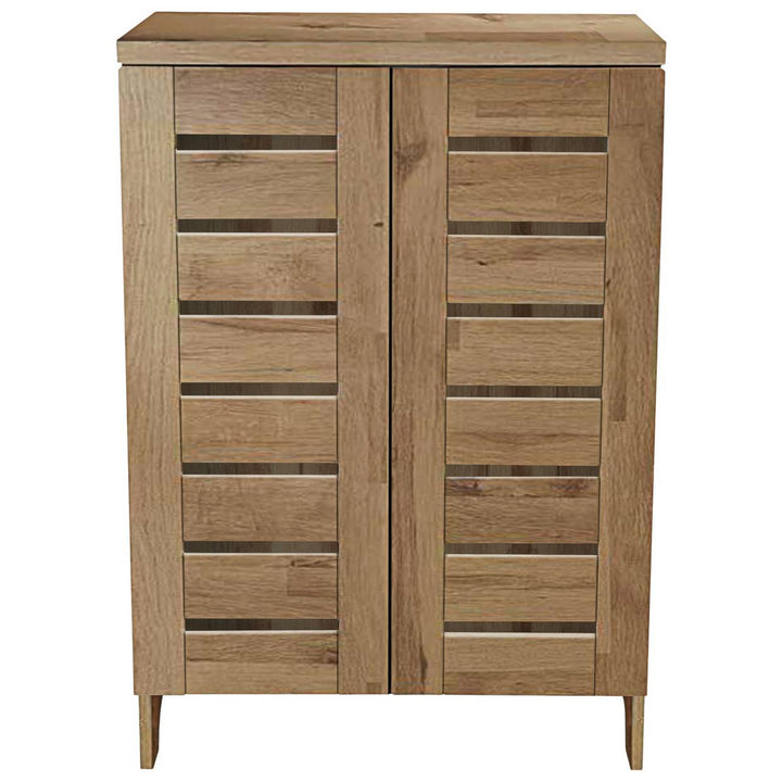 Home Slatted 2 Door Shoe Storage Cabinet - Oak