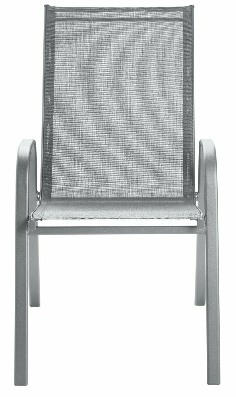 Home Sicily Metal Pack Of 2 Stacking Chairs - Grey