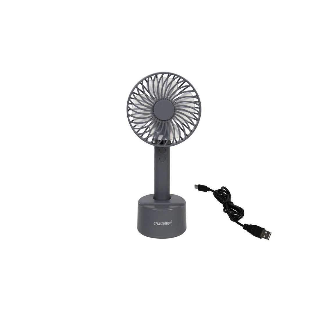 Challenge Grey Hand Held Desk Fan With Dock - 4 Inch