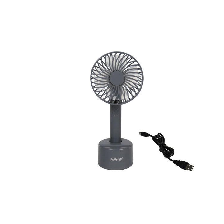 Challenge Grey Hand Held Desk Fan With Dock - 4 Inch