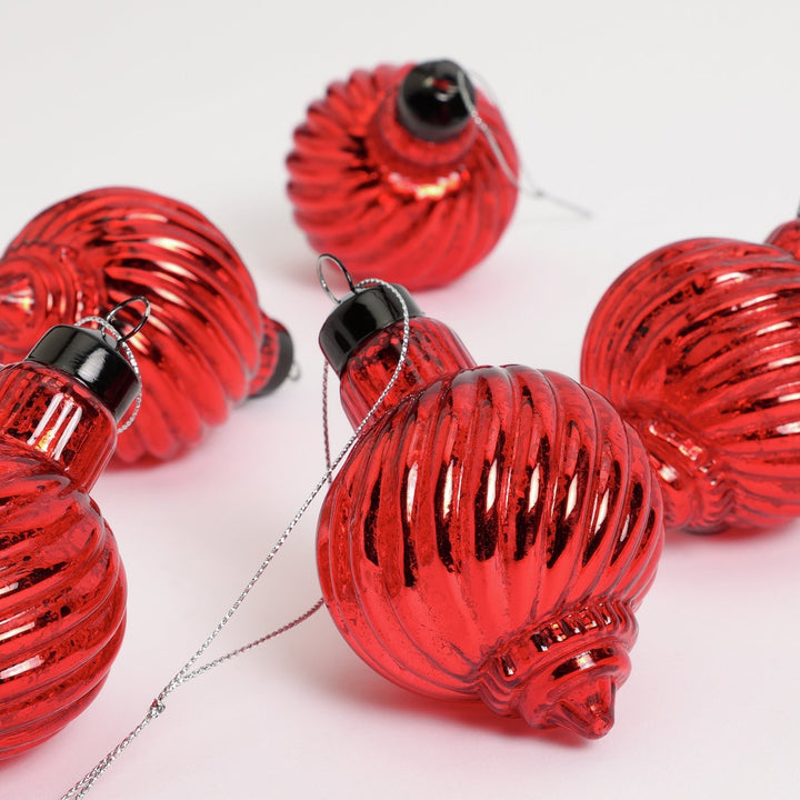 Habitat Pack of 6 Mercury Glass Christmas Baubles - Red