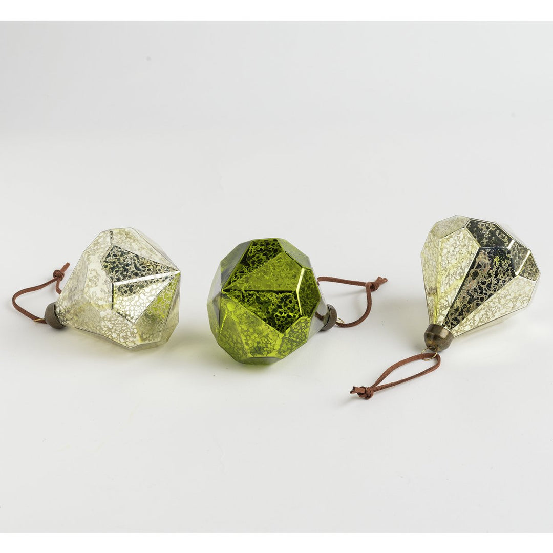 Habitat Pack of 3 Glass Christmas Baubles - Jewel Tones