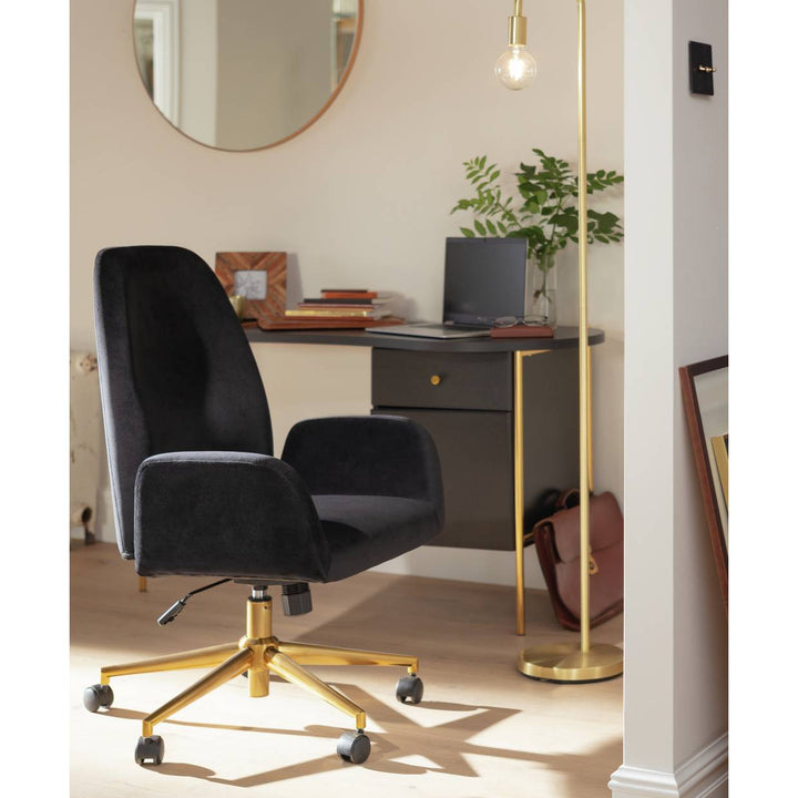 Habitat Clarice Velvet Office Chair - Black