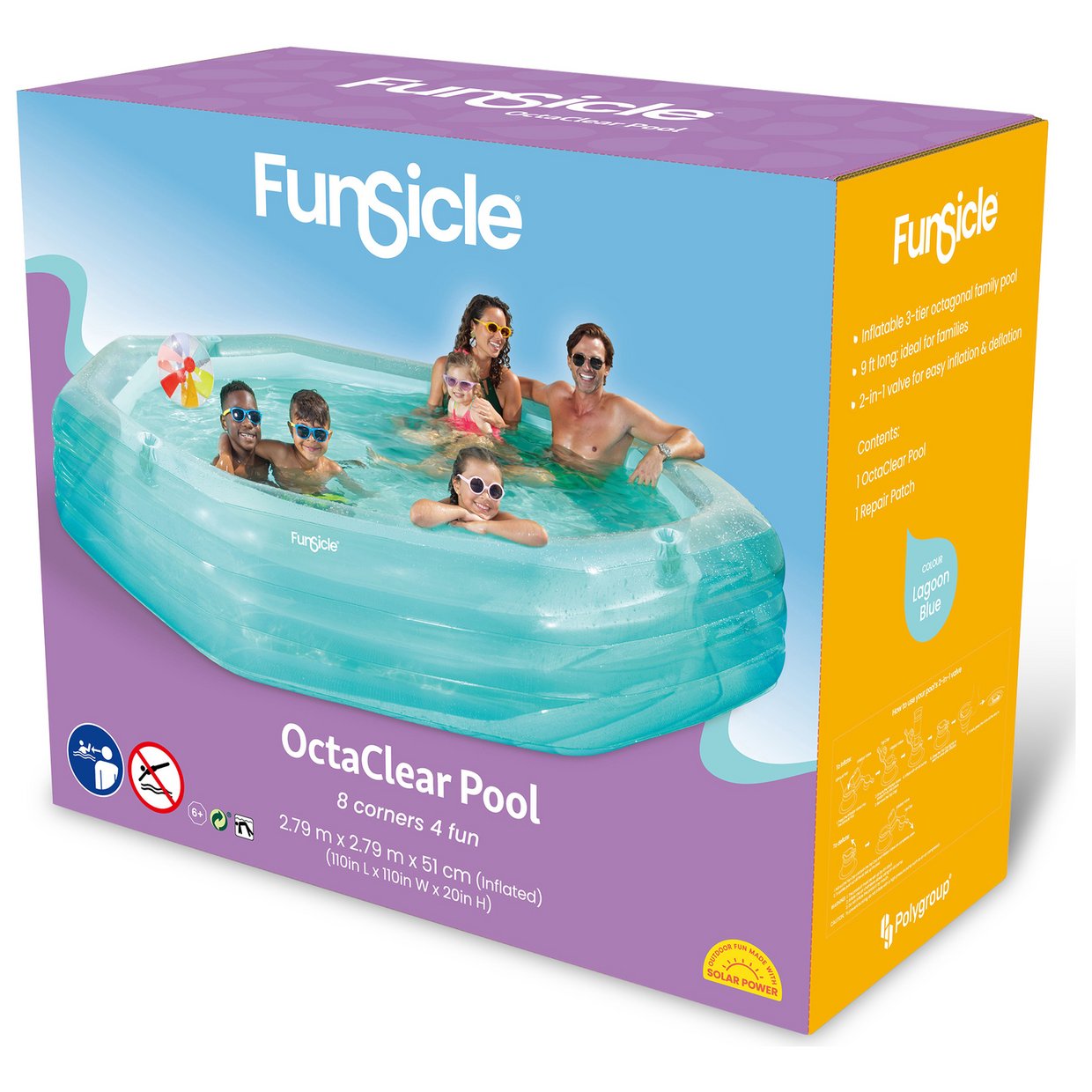 Funsicle 9ft Octagonal Family Paddling Pool
