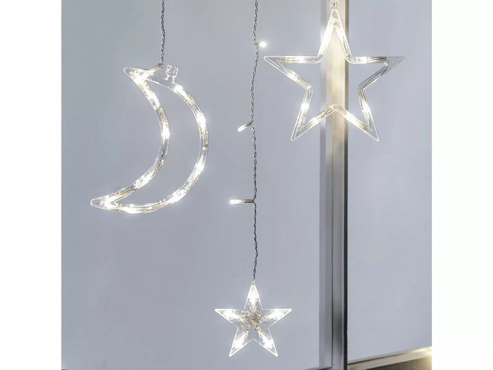 Habitat White LED Moon & Star Christmas Icicle Lights