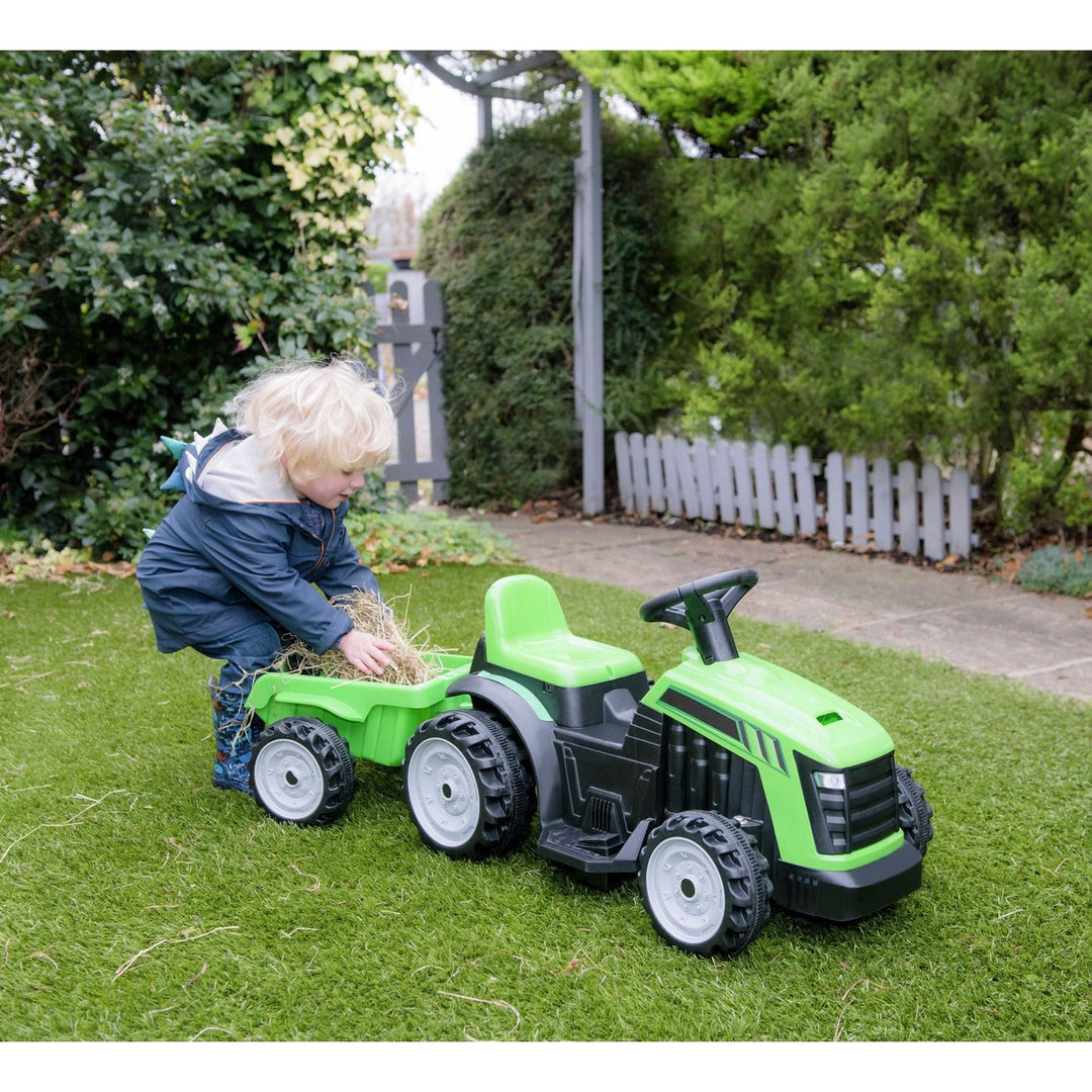 EVO Electric Tractor with Trailer 6V Powered Vehicle - Green