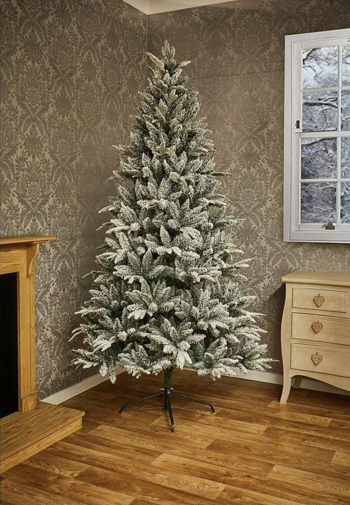 Premier Decorations 7ft Flocked Lapland Spruce Christmas Tree - Green