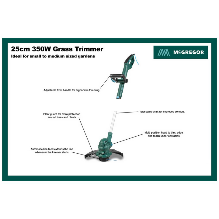McGregor MCEGT3525 25cm Corded Grass Trimmer - 350W