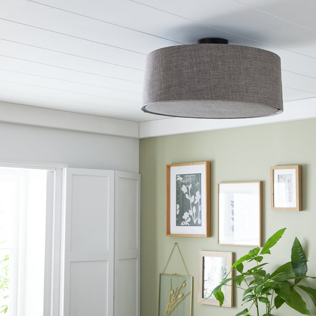 Habitat Diffused Shade Flush Ceiling Light - Matt Black & Grey