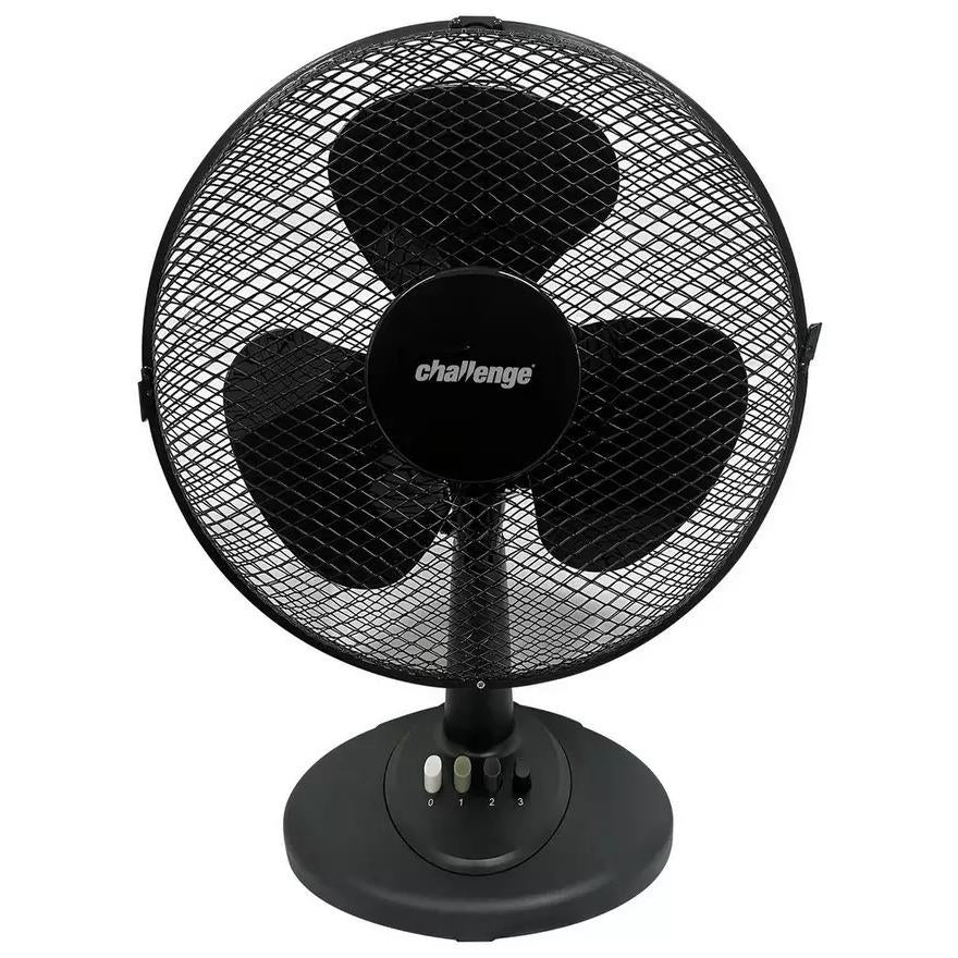 Challenge 12 Inch Oscillating Desk Fan - Black
